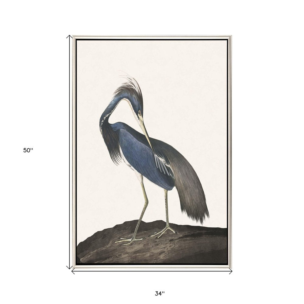 Great Heron II Canvas Silver Floater Frame Print Wall Art