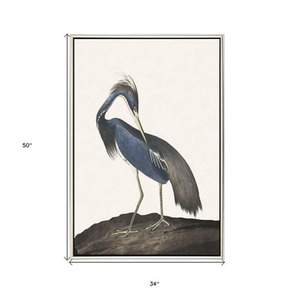 Great Heron II Canvas Silver Floater Frame Print Wall Art
