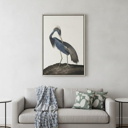 Great Heron II Canvas Silver Floater Frame Print Wall Art