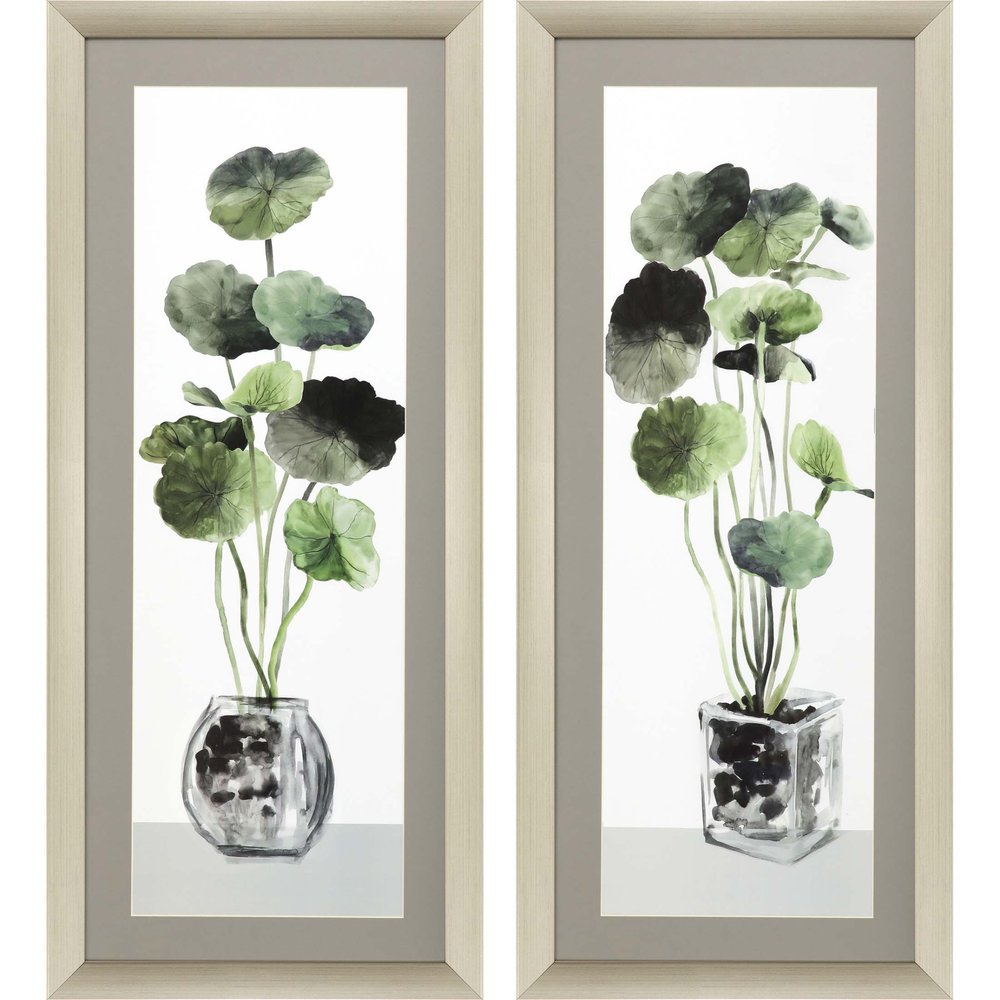 Set Of Two Simple Glass Silver Framed Print Wall Art HomeRoots