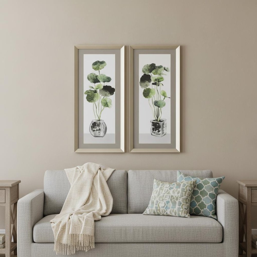 Set Of Two Simple Glass Silver Framed Print Wall Art HomeRoots