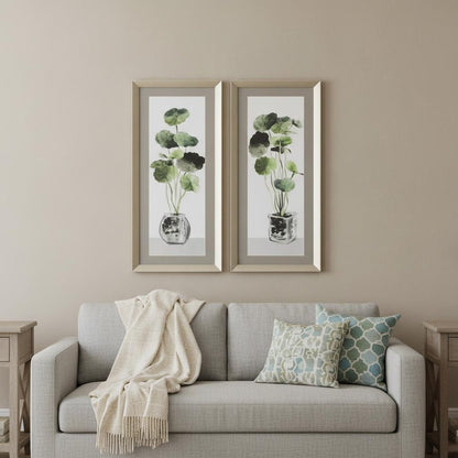 Set Of Two Simple Glass Silver Framed Print Wall Art HomeRoots