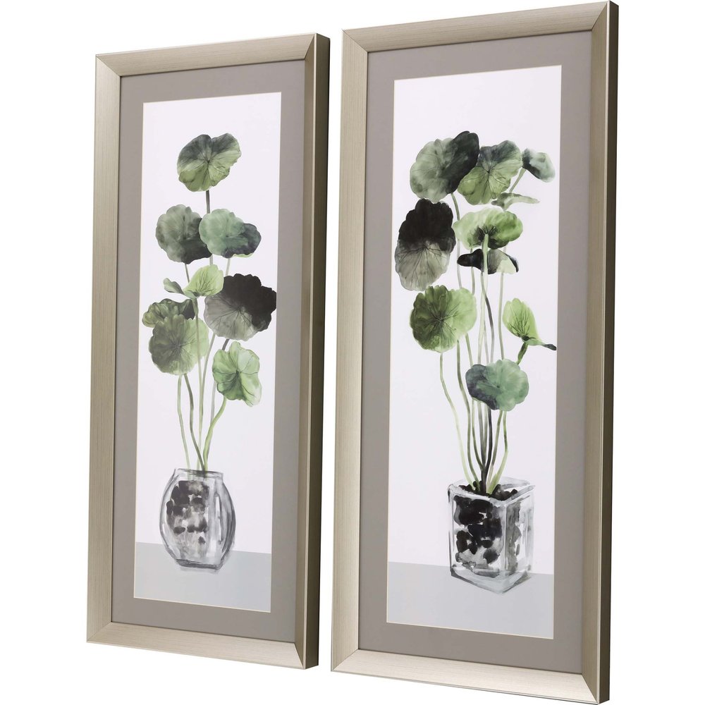Set Of Two Simple Glass Silver Framed Print Wall Art HomeRoots
