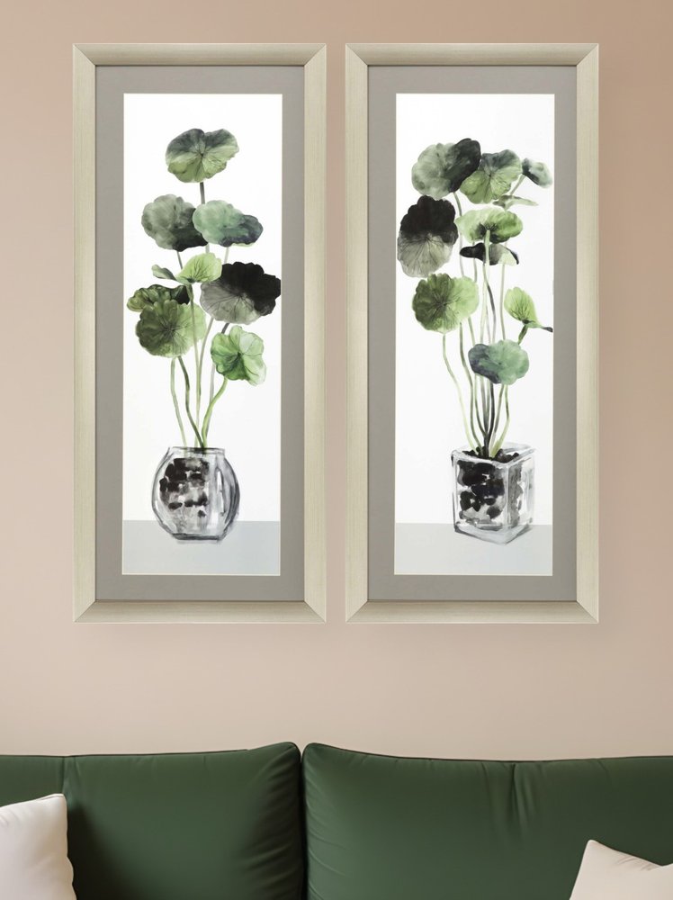 Set Of Two Simple Glass Silver Framed Print Wall Art HomeRoots