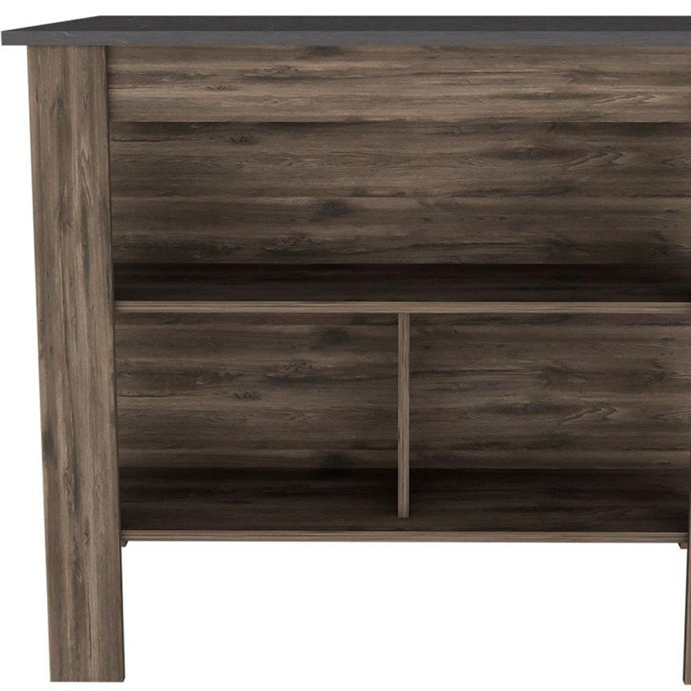 Dark Brown and Brown 41" Kitchen Island With Storage HomeRoots