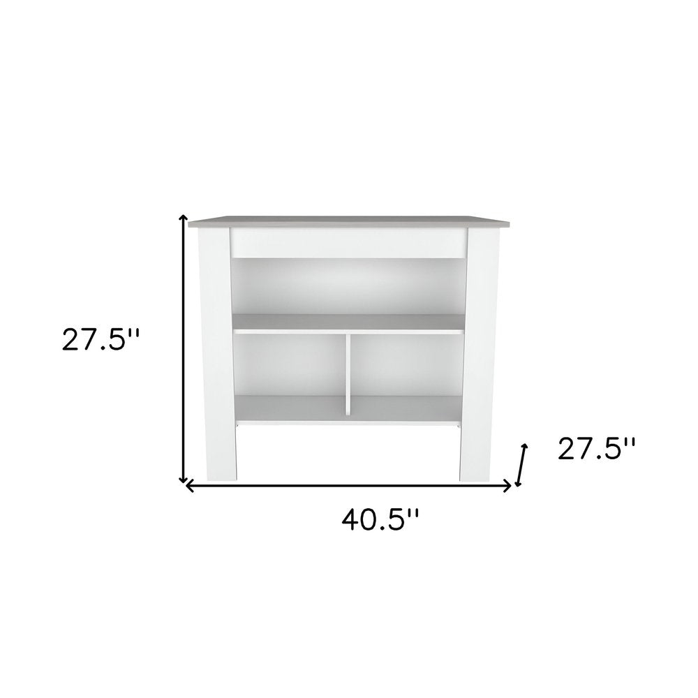 White and Gray 41" Kitchen Island With Storage HomeRoots