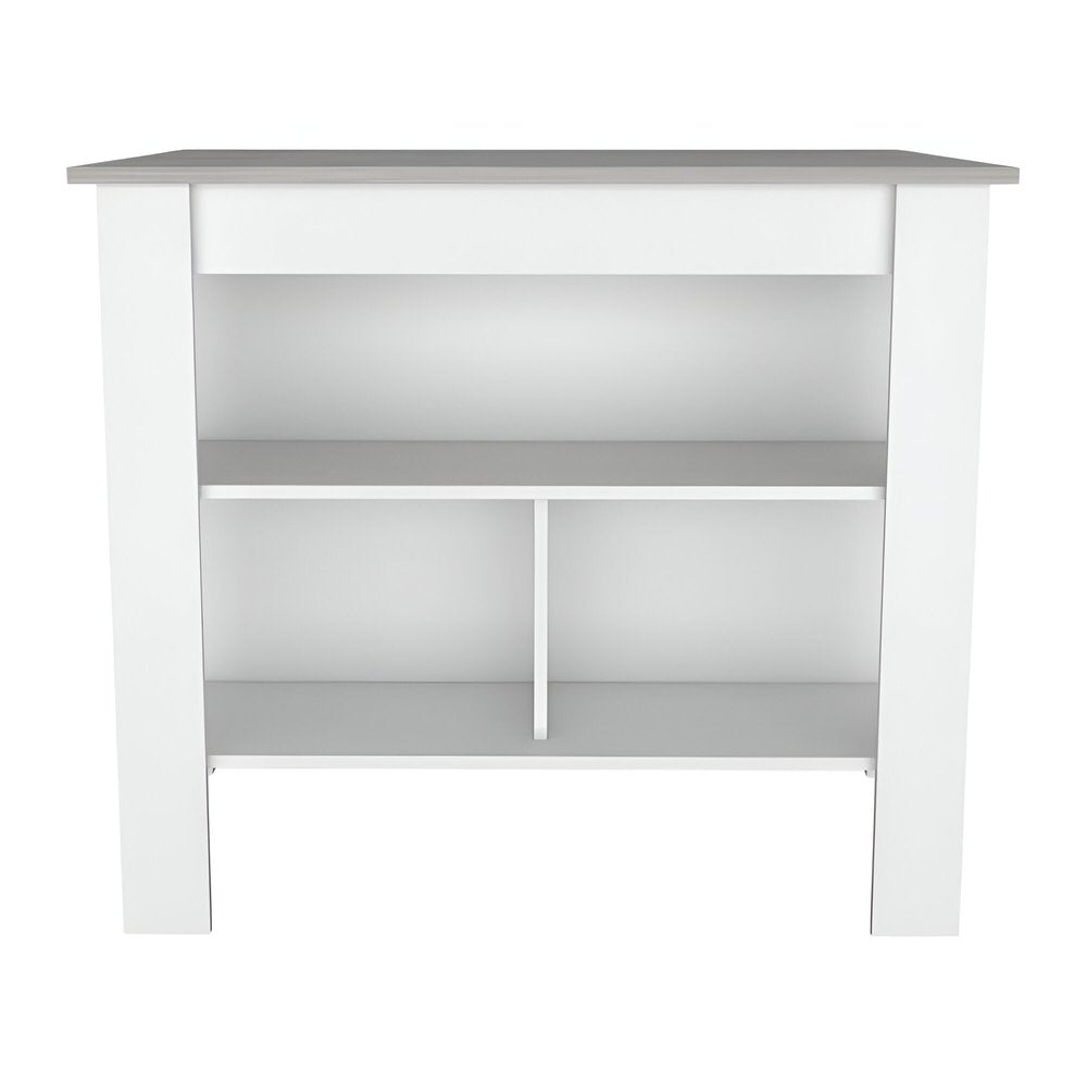 White and Gray 41" Kitchen Island With Storage HomeRoots