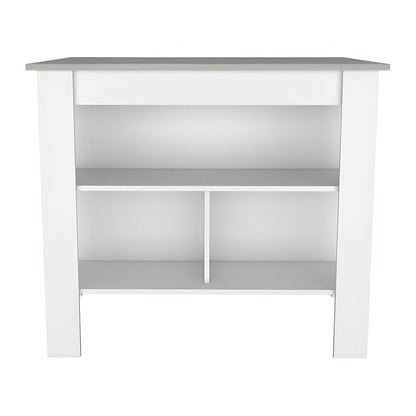 White and Gray 41" Kitchen Island With Storage HomeRoots