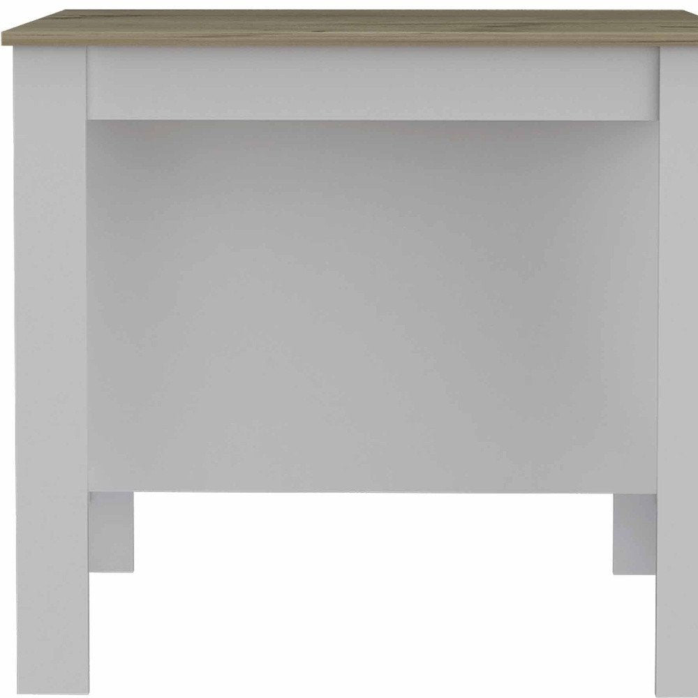 White and Brown 41" Kitchen Island With Storage HomeRoots