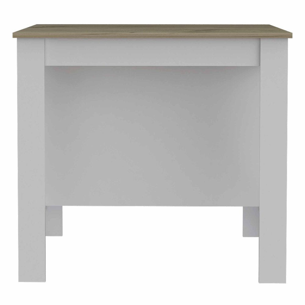 White and Brown 41" Kitchen Island With Storage HomeRoots