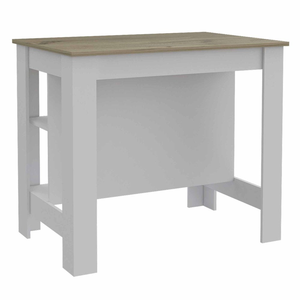 White and Brown 41" Kitchen Island With Storage HomeRoots