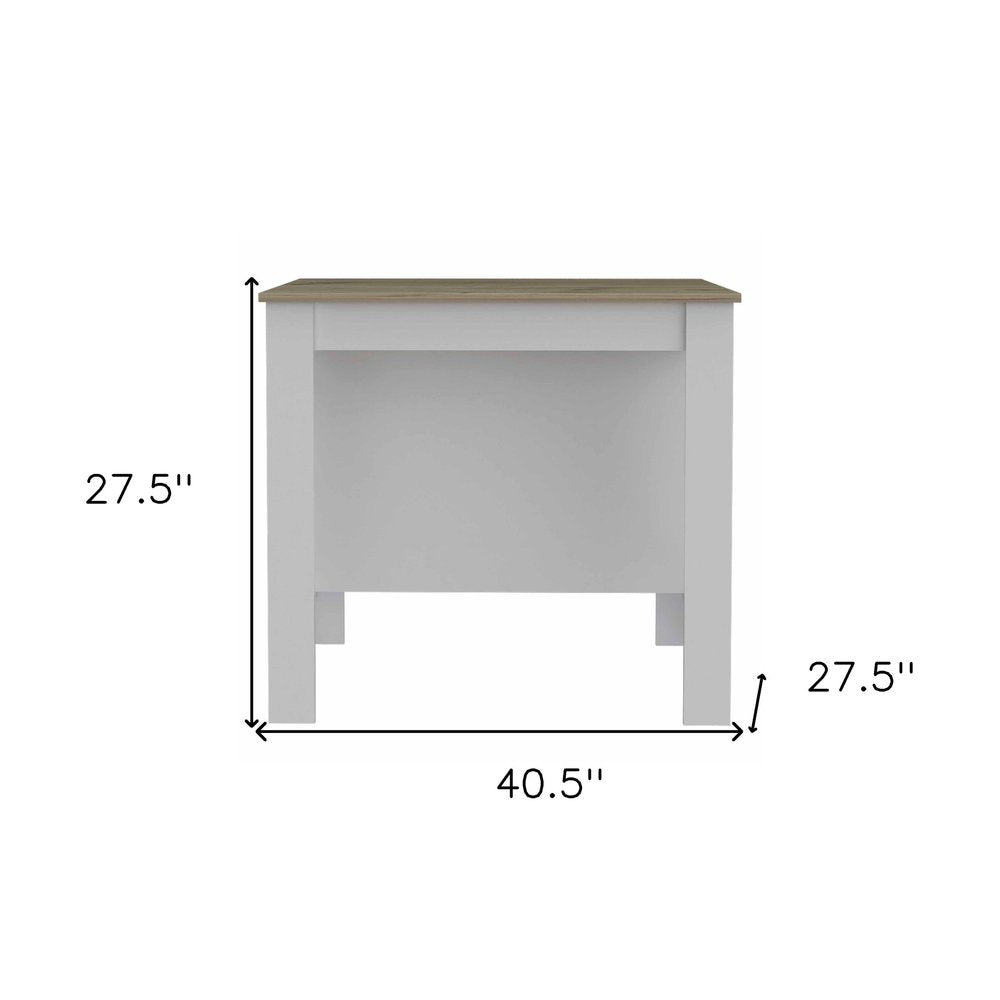 White and Brown 41" Kitchen Island With Storage HomeRoots