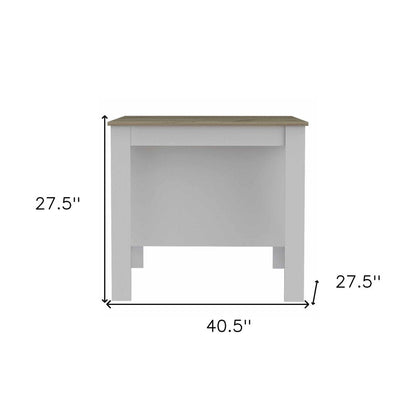 White and Brown 41" Kitchen Island With Storage HomeRoots