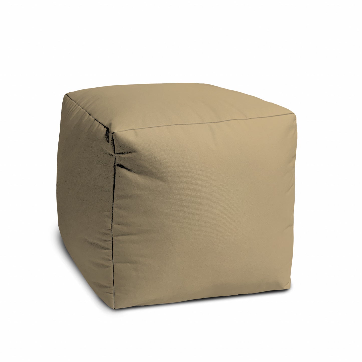 17" Cool Khaki Tan Solid Color Indoor Outdoor Pouf Ottoman