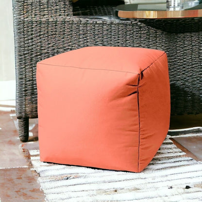 17" Cool Flamingo Coral Solid Color Indoor Outdoor Pouf Ottoman