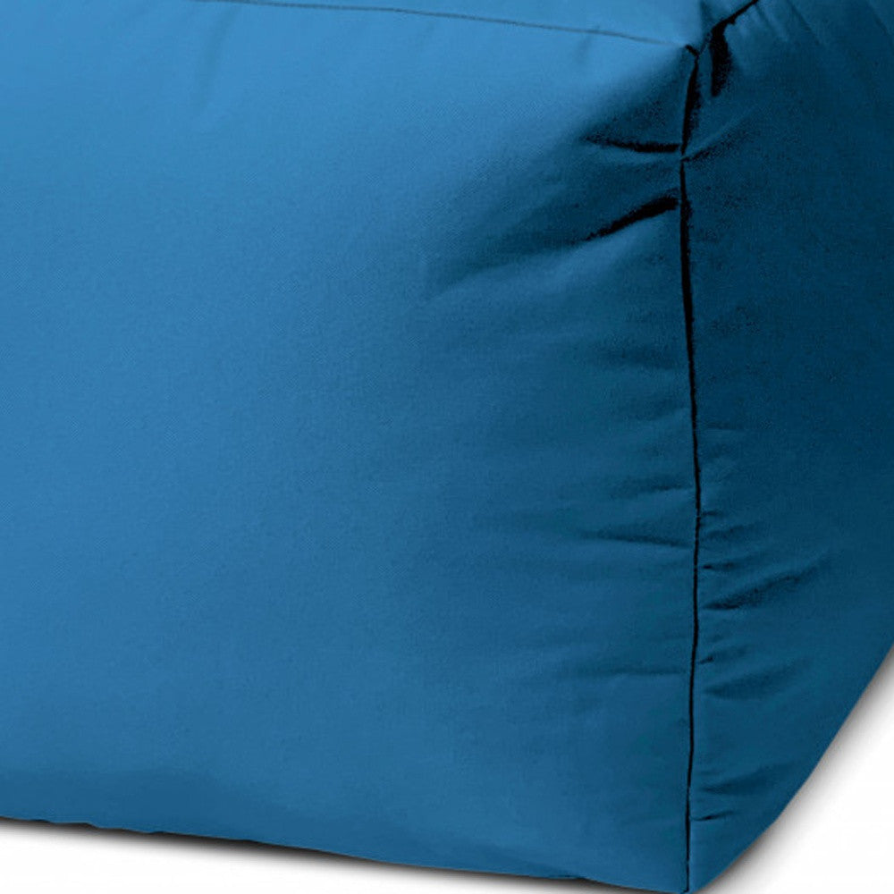 17" Cool Bright Teal Blue Solid Color Indoor Outdoor Pouf Ottoman