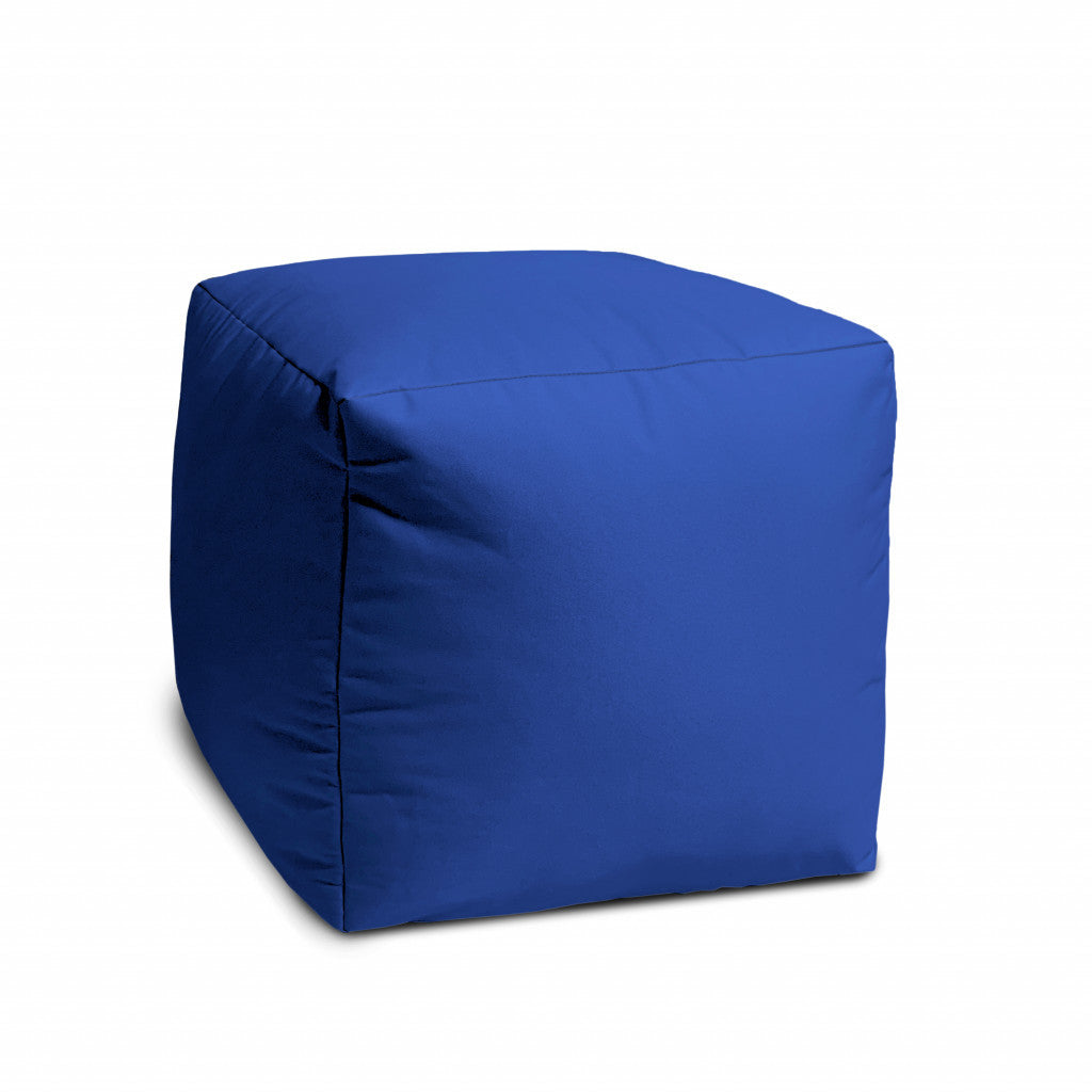 17" Cool Primary Blue Solid Color Indoor Outdoor Pouf Ottoman
