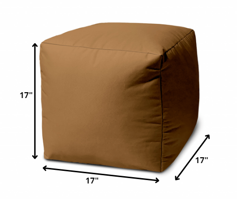 17" Cool Warm Mocha Brown Solid Color Indoor Outdoor Pouf Ottoman