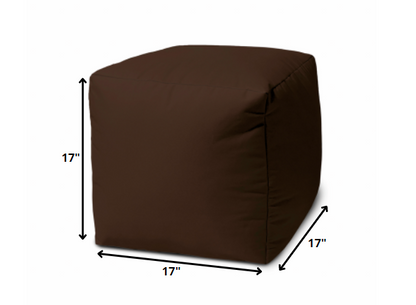 17" Cool Dark Chocolate Brown Solid Color Indoor Outdoor Pouf Ottoman