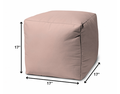 17" Cool Pale Pink Blush Solid Color Indoor Outdoor Pouf Ottoman