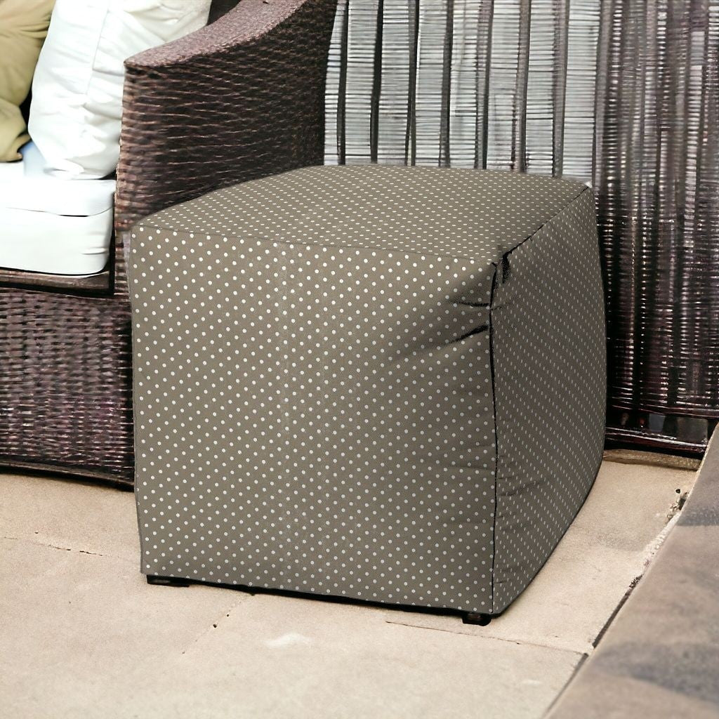 17" Green Polyester Cube Polka Dots Indoor Outdoor Pouf Ottoman