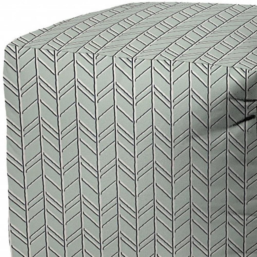 17" Green Polyester Cube Geometric Indoor Outdoor Pouf Ottoman - FurniFindUSA