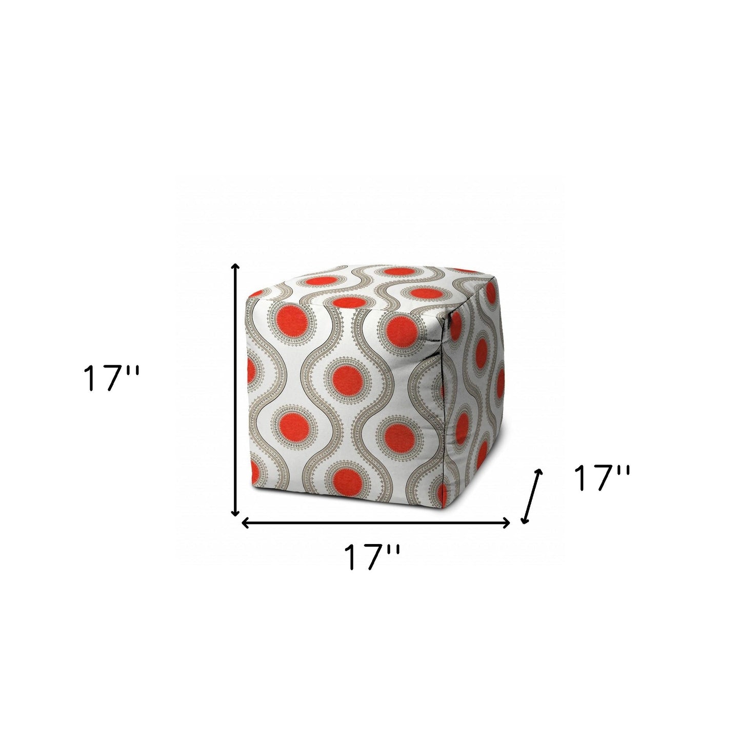 17" Gray Polyester Cube Geometric Indoor Outdoor Pouf Ottoman