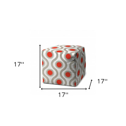 17" Gray Polyester Cube Geometric Indoor Outdoor Pouf Ottoman