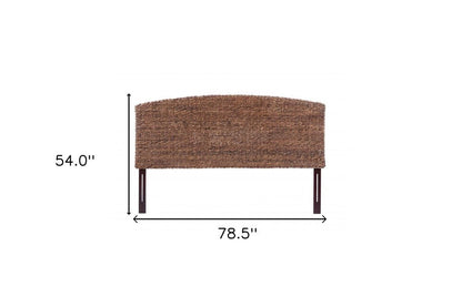 Brown Natural and Rustic Woven Banana Leaf Curved King Size Headboard HomeRoots