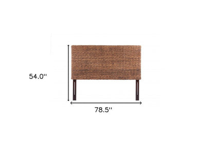 Brown Natural and Rustic Woven Banana Leaf Straight King Size Headboard HomeRoots