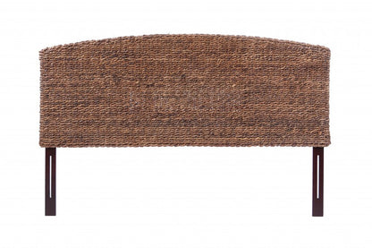 Brown Natural and Rustic Woven Banana Leaf Curved Queen Size Headboard HomeRoots