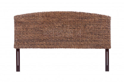 Brown Natural and Rustic Woven Banana Leaf Curved Queen Size Headboard HomeRoots