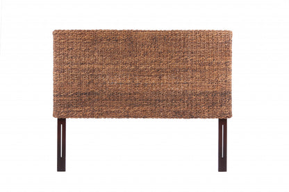 Brown Natural and Rustic Woven Banana Leaf Straight Queen Size Headboard