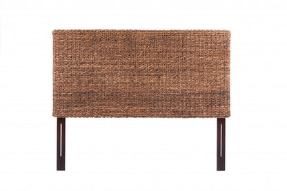 Brown Natural and Rustic Woven Banana Leaf Straight Queen Size Headboard HomeRoots