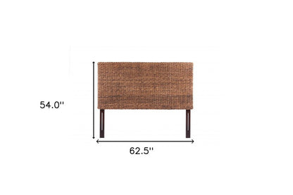 Brown Natural and Rustic Woven Banana Leaf Straight Queen Size Headboard HomeRoots