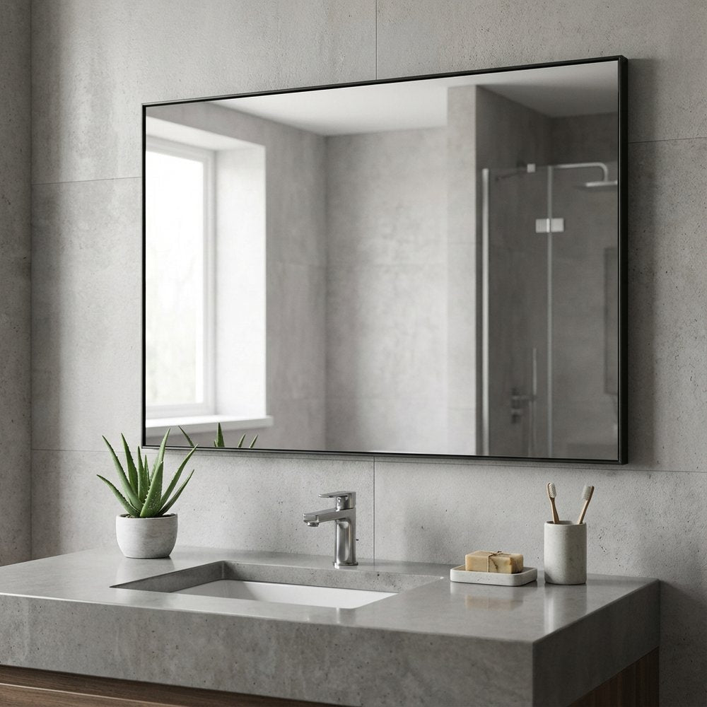 59" Black Aluminum Framed Bathroom Vanity Mirror — view 6