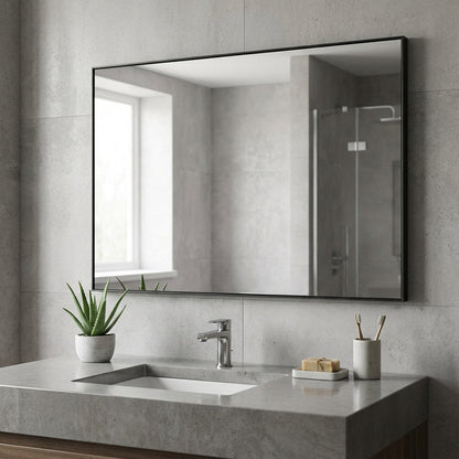 59" Black Aluminum Framed Bathroom Vanity Mirror HomeRoots
