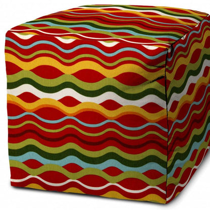 17" Red Polyester Cube Indoor Outdoor Pouf Ottoman - FurniFindUSA