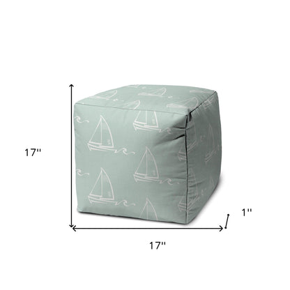 17" Green Cube Indoor Outdoor Pouf Cover - FurniFindUSA