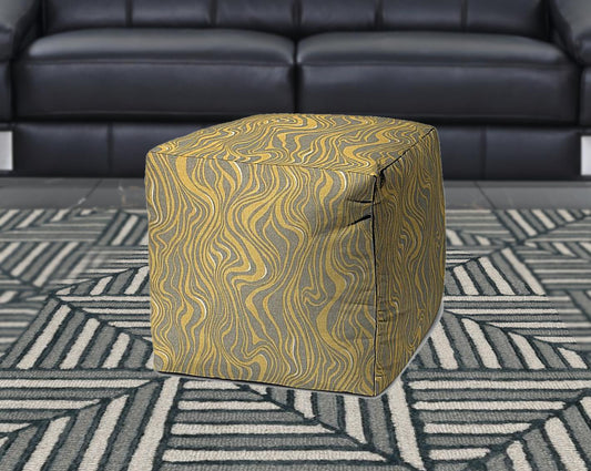 17" Yellow Cube Abstract Indoor Outdoor Pouf Cover