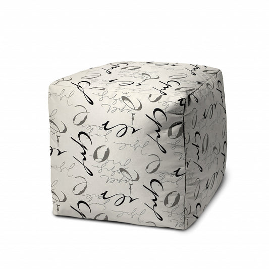 17" Gray Cube Indoor Outdoor Pouf Cover