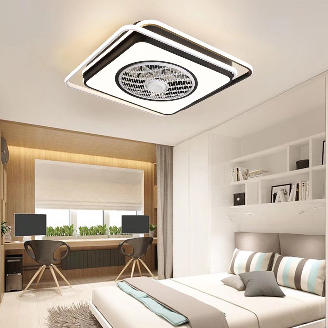 Modern White And Black Ceiling Lamp And Fan - FurniFindUSA