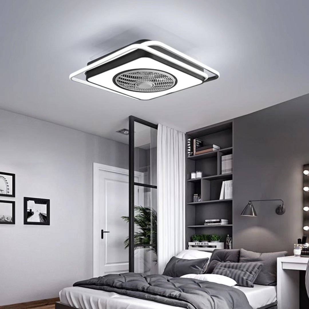 Modern White And Black Ceiling Lamp And Fan - FurniFindUSA