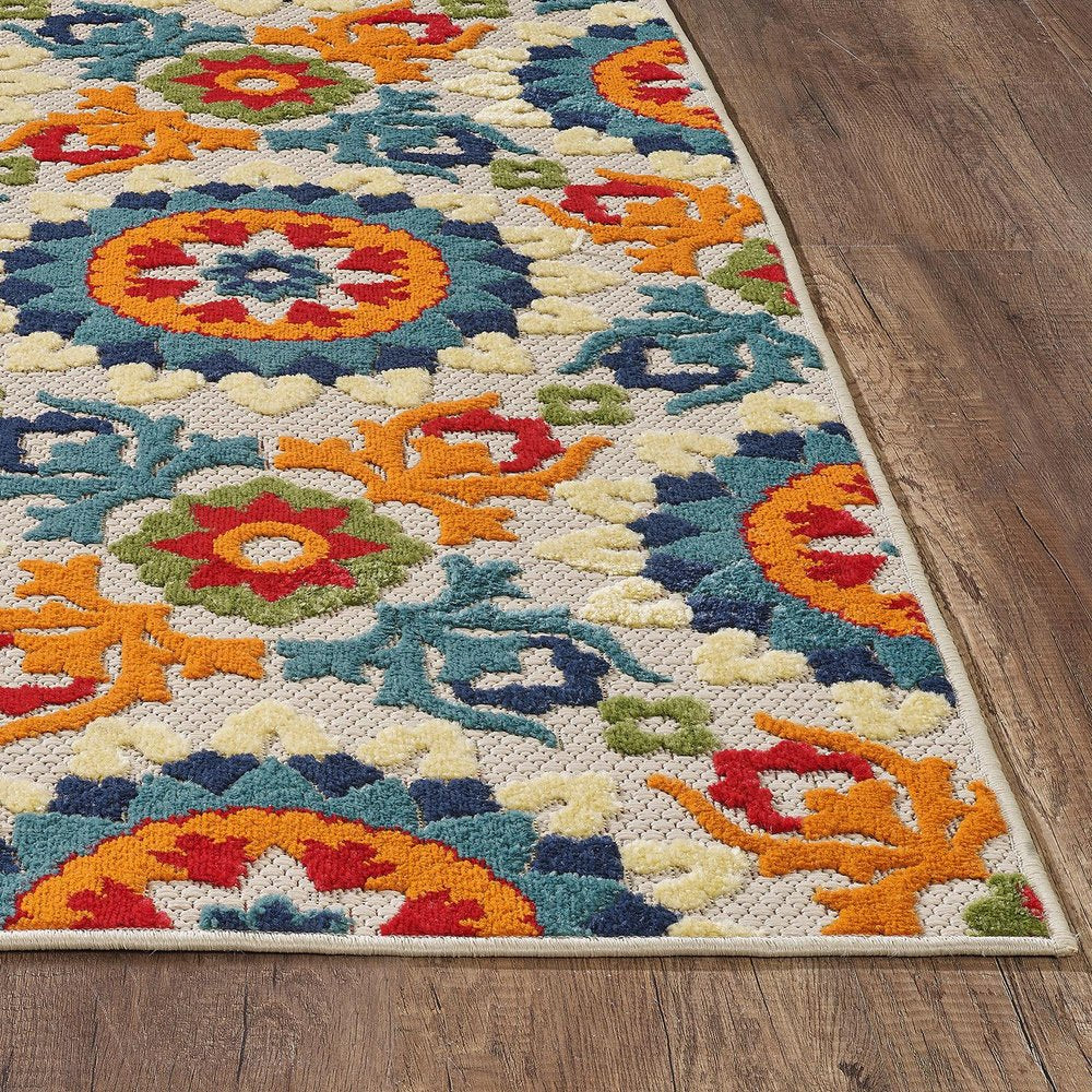 2' X 4' Orange And Ivory Moroccan Stain Resistant Indoor Outdoor Area Rug HomeRoots