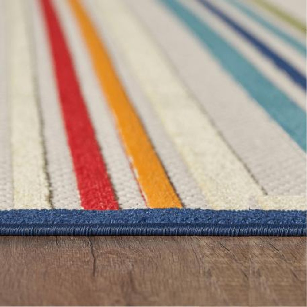 2' X 4' Ivory And Blue Indoor Outdoor Area Rug HomeRoots