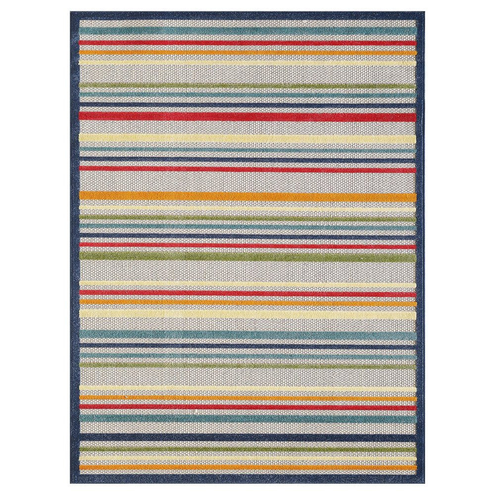 2' X 4' Ivory And Blue Indoor Outdoor Area Rug — view 1