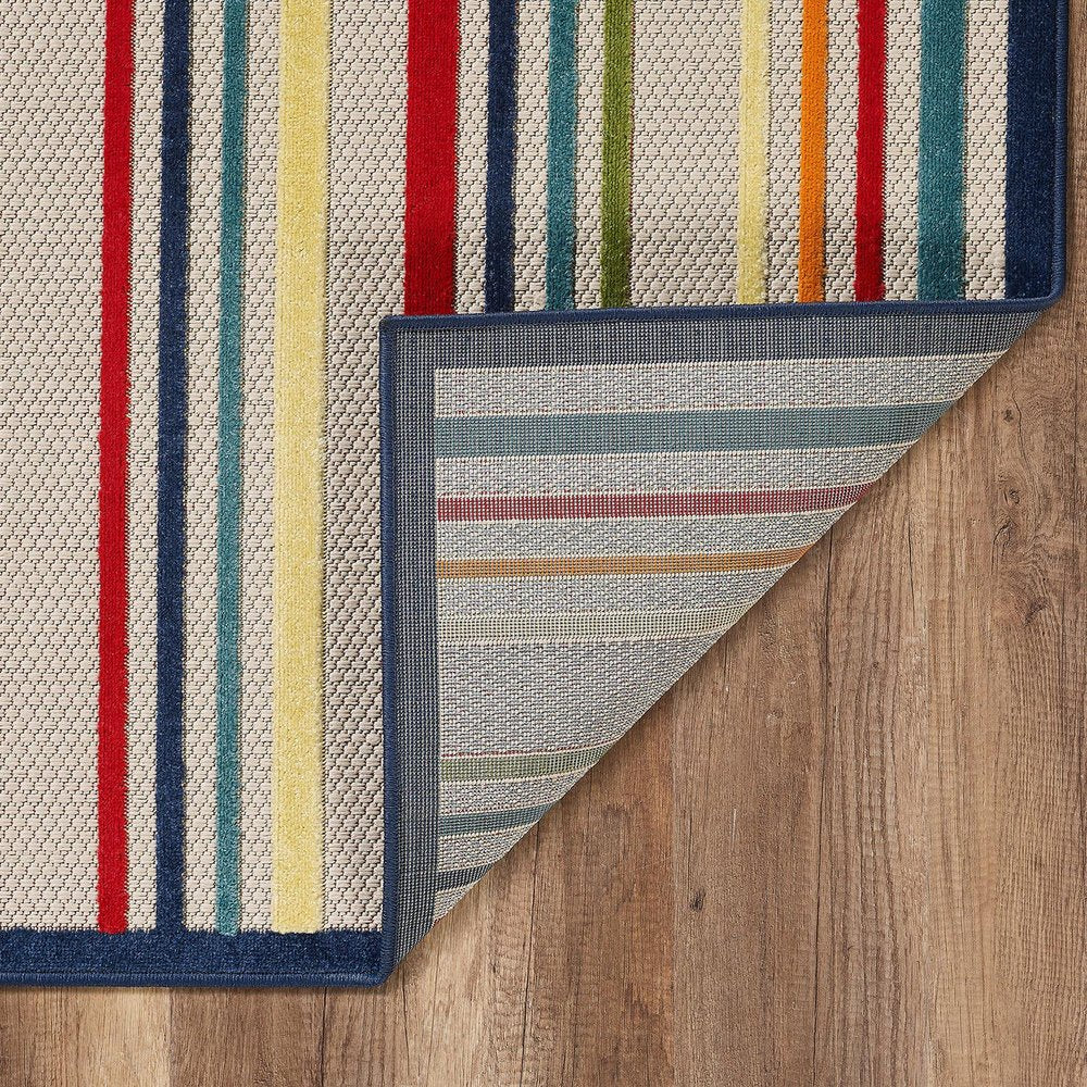 2' X 4' Ivory And Blue Indoor Outdoor Area Rug — view 2