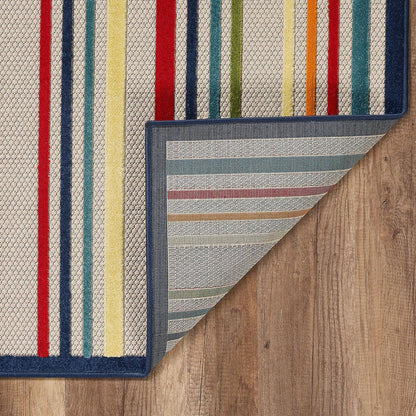 2' X 4' Ivory And Blue Indoor Outdoor Area Rug HomeRoots
