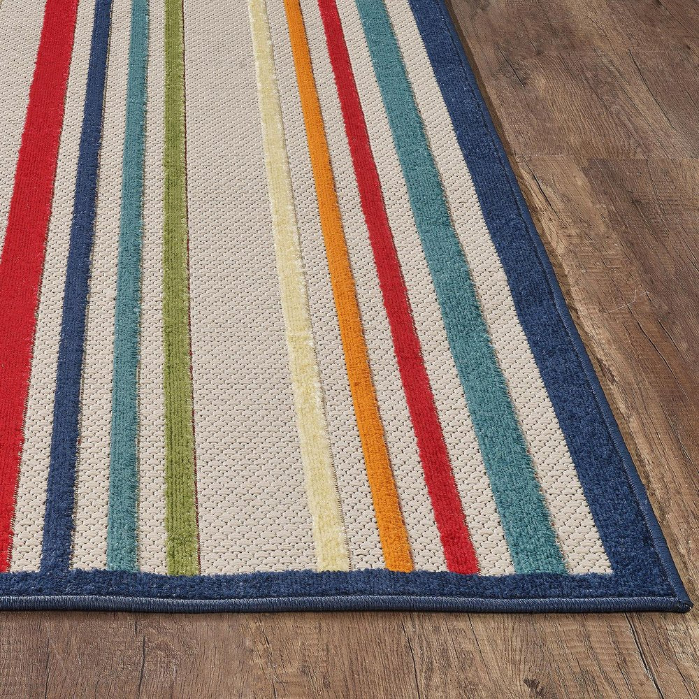 2' X 4' Ivory And Blue Indoor Outdoor Area Rug HomeRoots