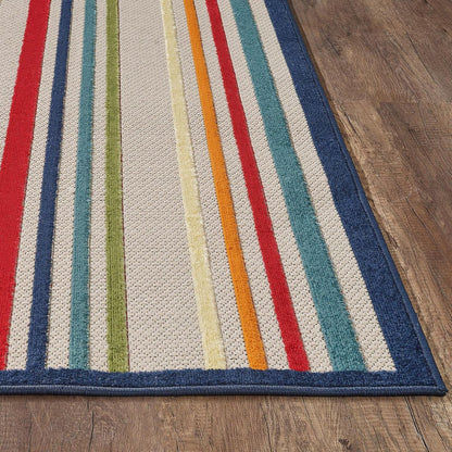 2' X 4' Ivory And Blue Indoor Outdoor Area Rug HomeRoots